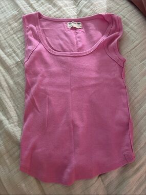 We The Free Bright Pink Ribbed Scoop Tank
